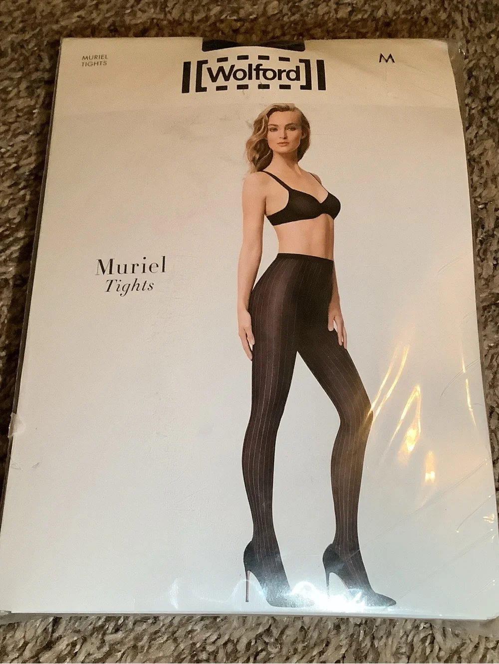 Wolford Muriel tights, vertical lines design, color black/white, size: M